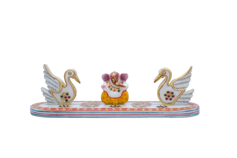 Marble Ganesh And Swan Showpiece For Home Décor