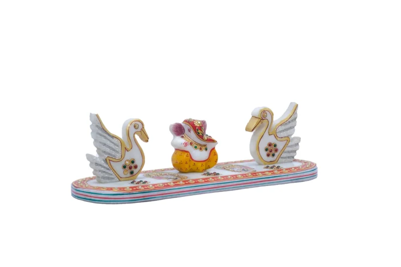 Marble Ganesh And Swan Showpiece For Home Décor - Image 2