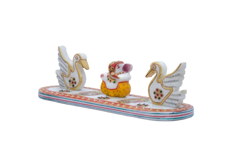 Marble Ganesh And Swan Showpiece For Home Décor - Image 3