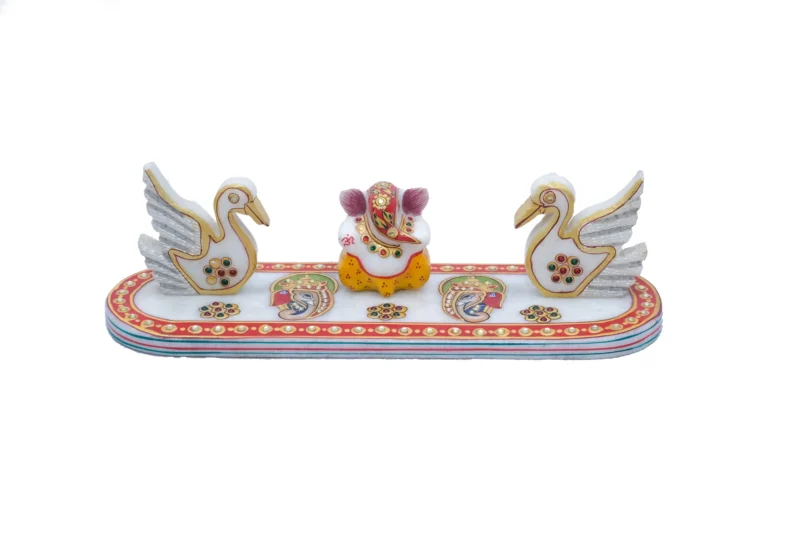 Marble Ganesh And Swan Showpiece For Home Décor - Image 4
