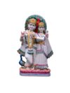 Radha Krishna Marble Statue with Peacock Feathers on Top