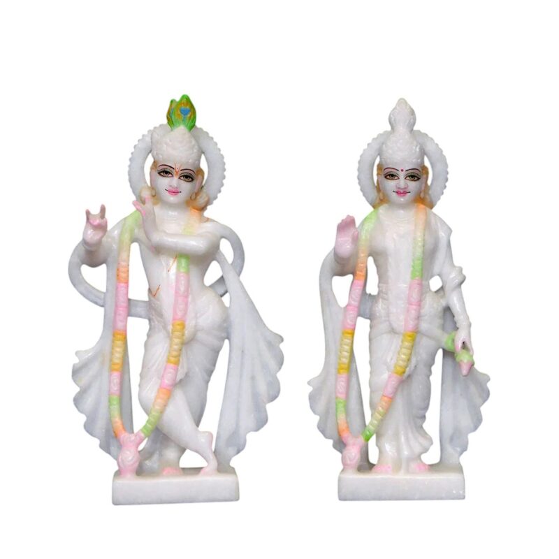 Radha Krishna Makrana White Marble Statue