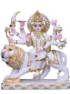 Durga Mata Cut-Gold Makrana Marble Statue For Temple