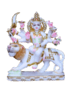 Durga Mata Cut-Gold Marble Statue For Temple