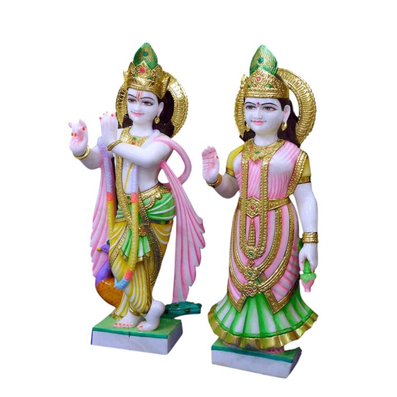 Radha Krishna Marble Statue For Home Temple (Makrana) - Image 2
