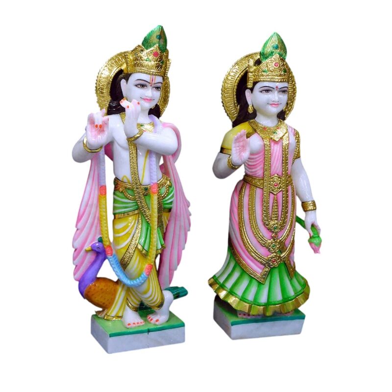 Radha Krishna Marble Statue For Home Temple (Makrana) - Image 3