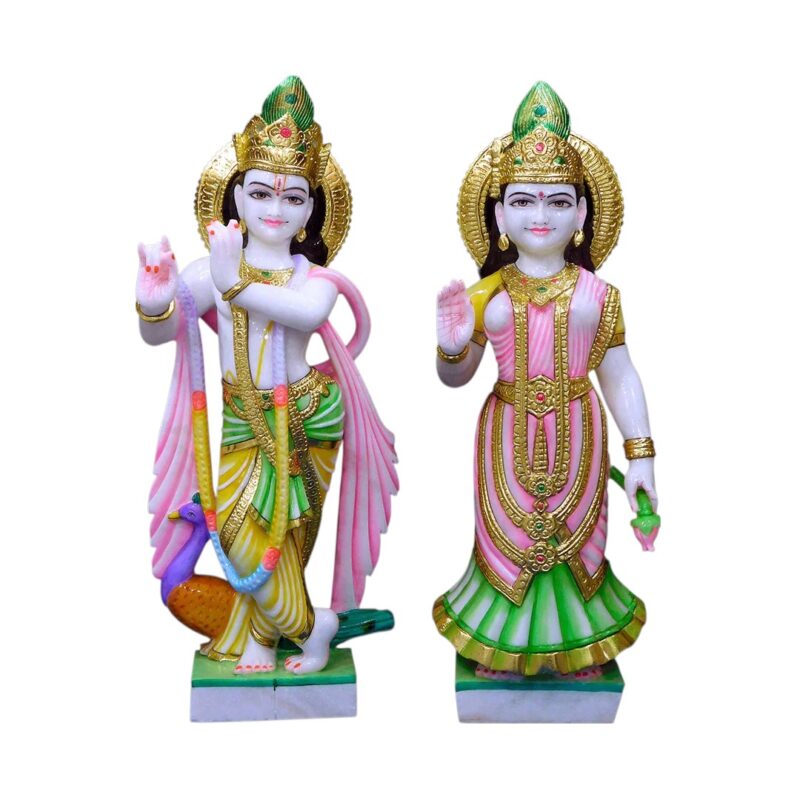 Radha Krishna Marble Statue For Home Temple (Makrana) - Image 4