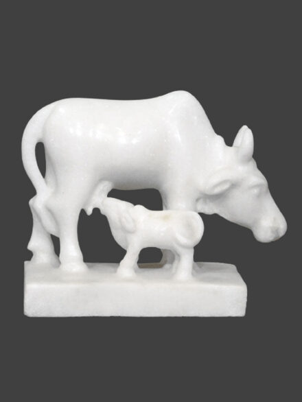 Cow with Calf in Makrana White Marble