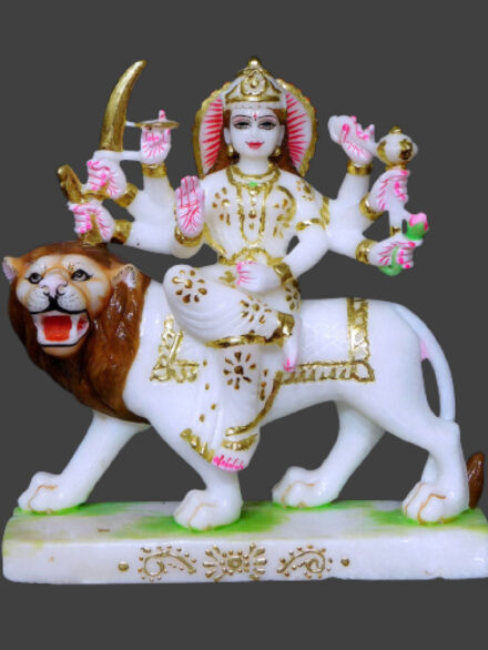 Durga Mata Cut Gold Marble Statue