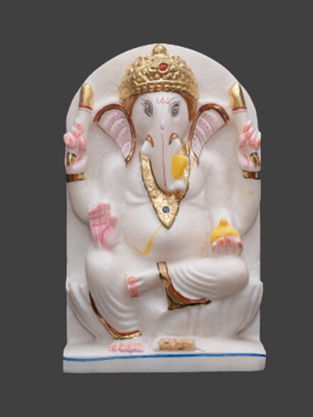 Ganesh Marble Statue in Framed Marble for Home, Temple & Office