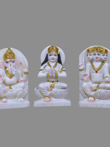 Divine Shiv Parivar Ganesh Kartik Parvati Marble Idol