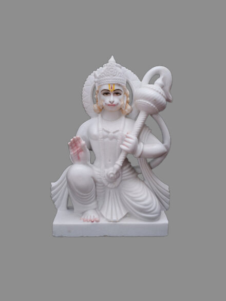 Marble Lord Hanuman Statue in Sitting Position Giving Blessings