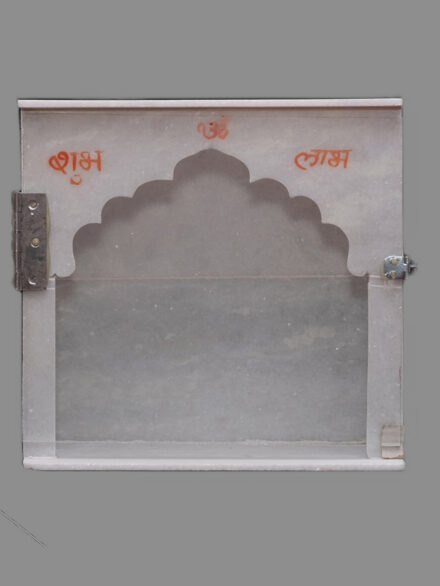 Small Marble Temple for Pooja with Glass Frame