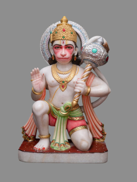 Standing Hanuman Ji Marble Statue with Gada