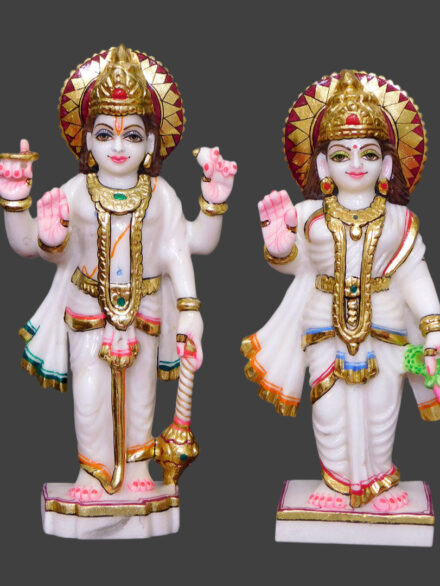 Makrana White Marble Vishnu Laxmi Mata statue