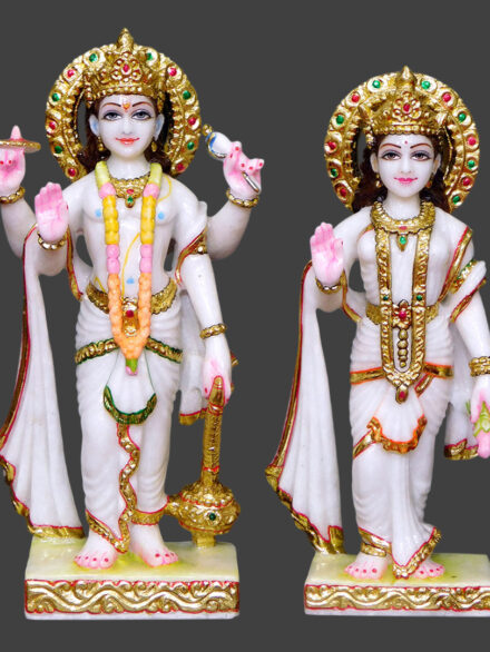 Makrana Marble Vishnu Laxmi Idol